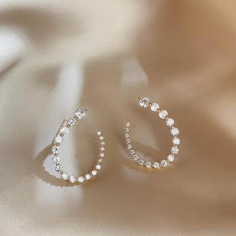 Silver 925 Crystal Minimalist Handmade Earrings